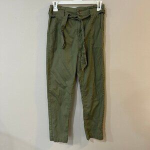 Dance & Marvel Green Front Tie Paperbag Cropped Pants Women's Size Small